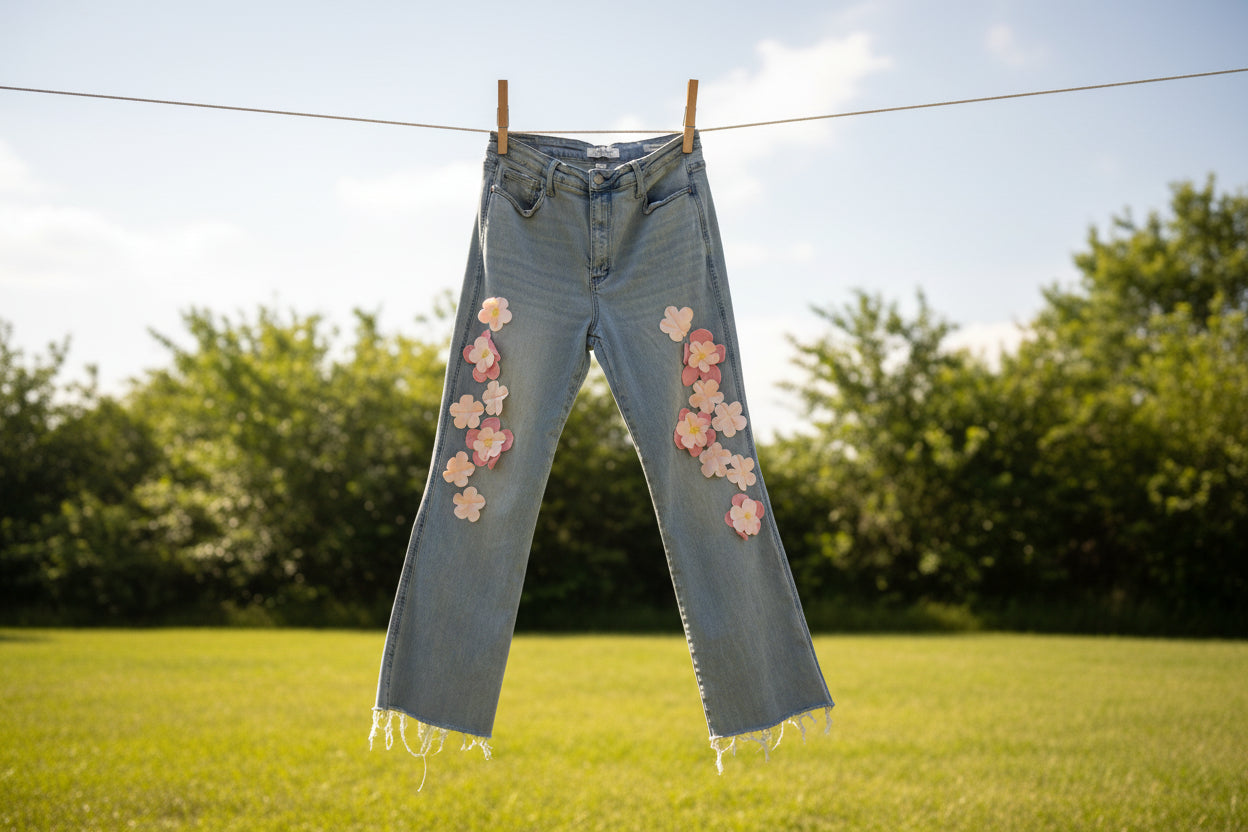 Flower Blue Jeans